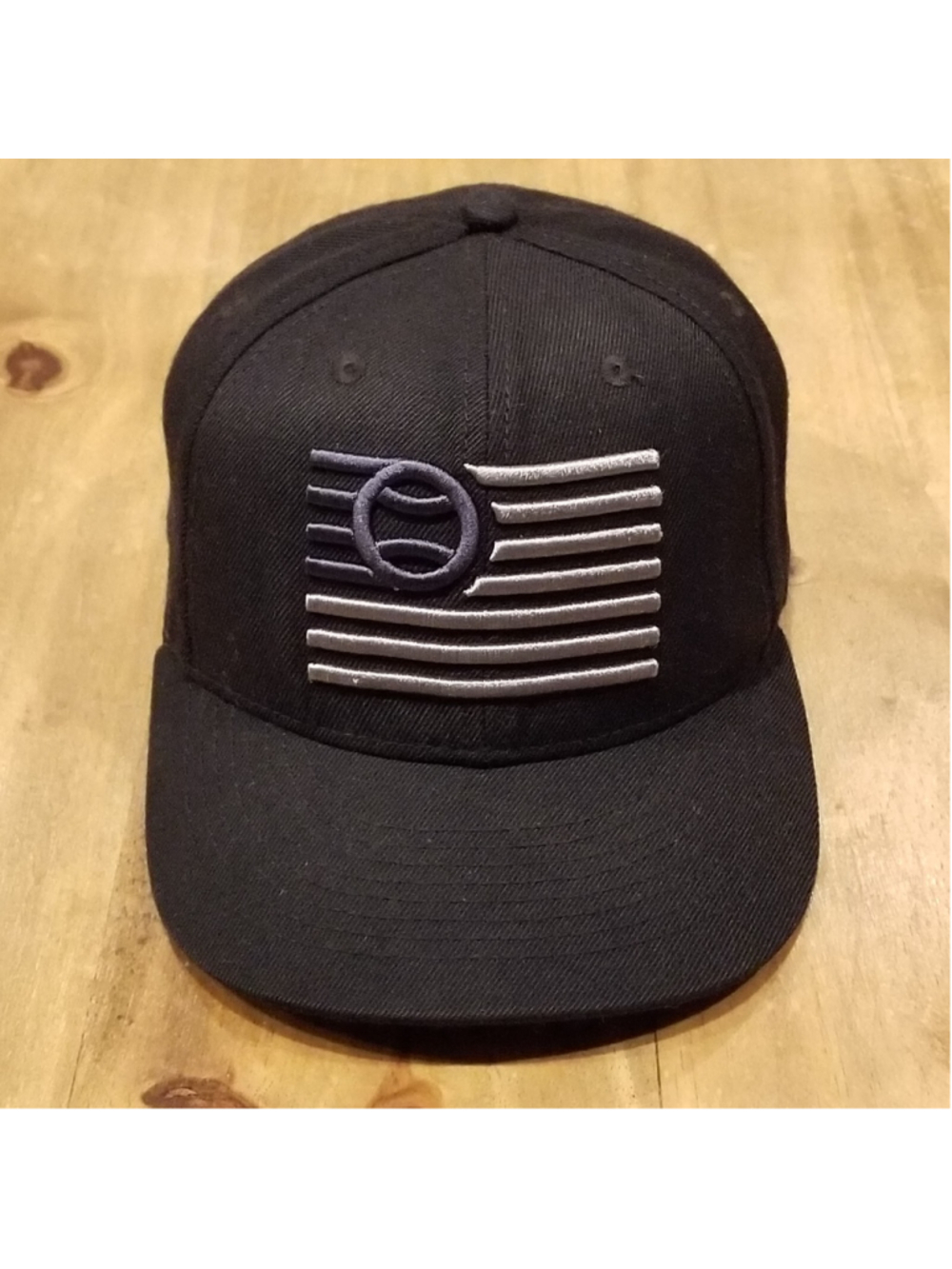 Baseballism Hat Cap Size 7 1/8 Fitted Black Ball Flag Logo Believe Baseball